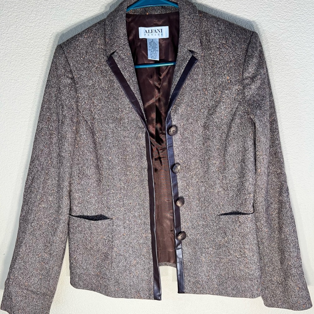 Alfani Brown Blazer Jacket Size 8 Petite